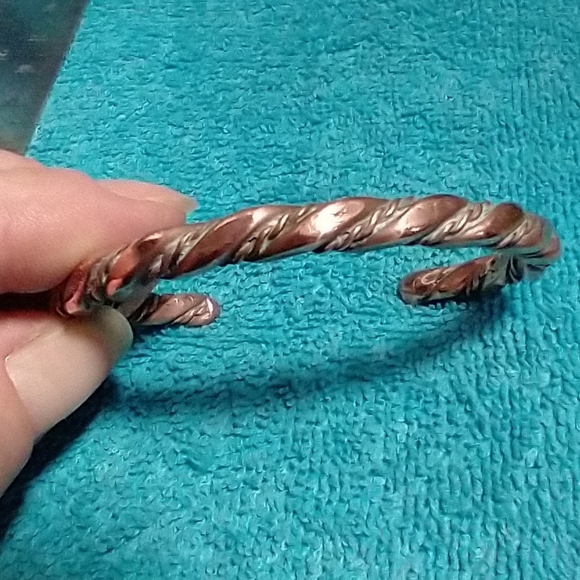 Twisted Wire Solid Copper Cuff Bracelet vintage - Picture 2 of 3